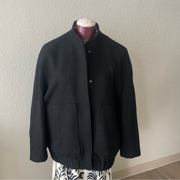 ZARA Wool Blend Ovesized Bomber Jacket Black Women's Size M - Picture 9 of 16